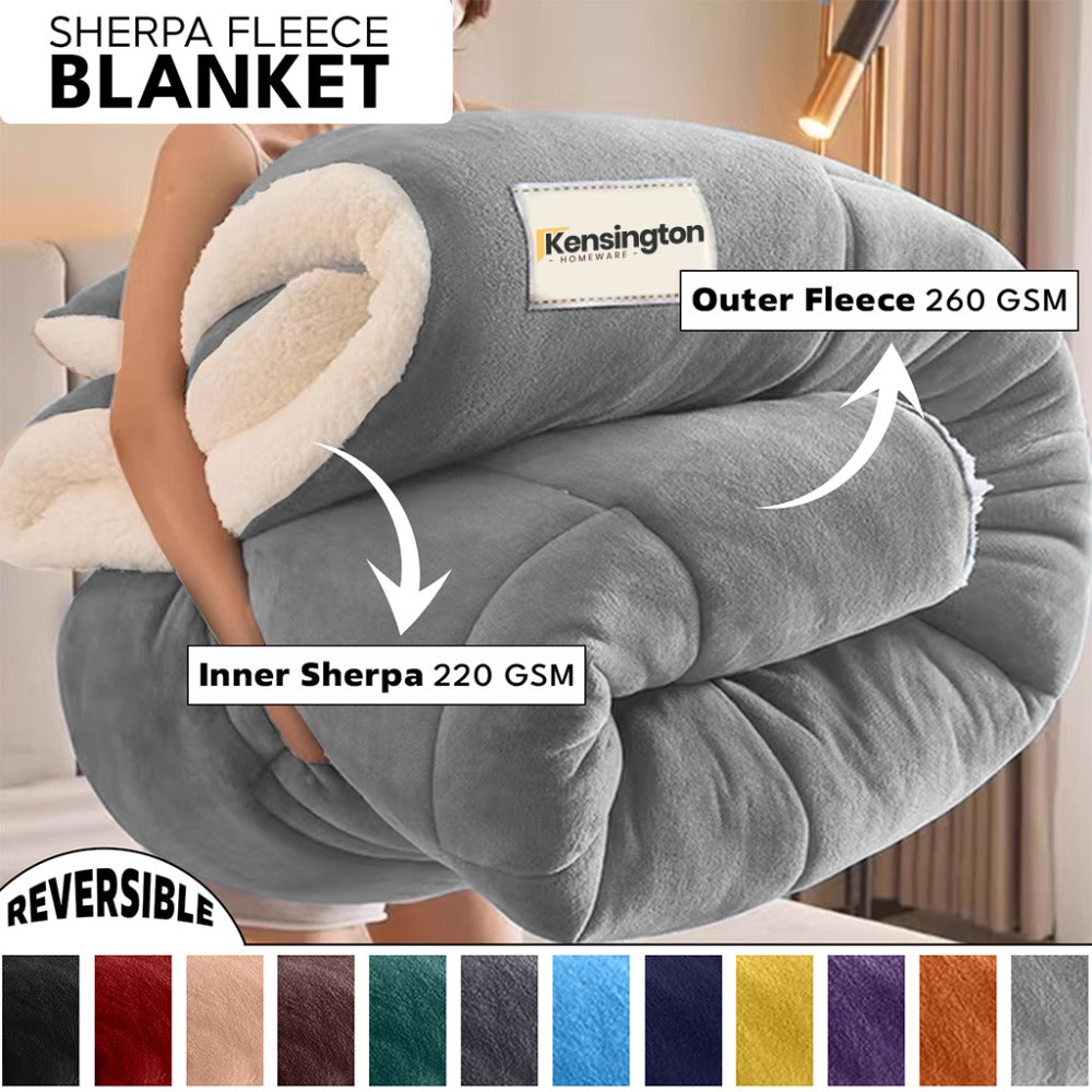 480GSM Sherpa Fleece Blanket – Double-Sided Heavy Warm Throw for Couch, Bed & Travel, Reversible All Season, 13 Colors, 3 Sizes - product image 76