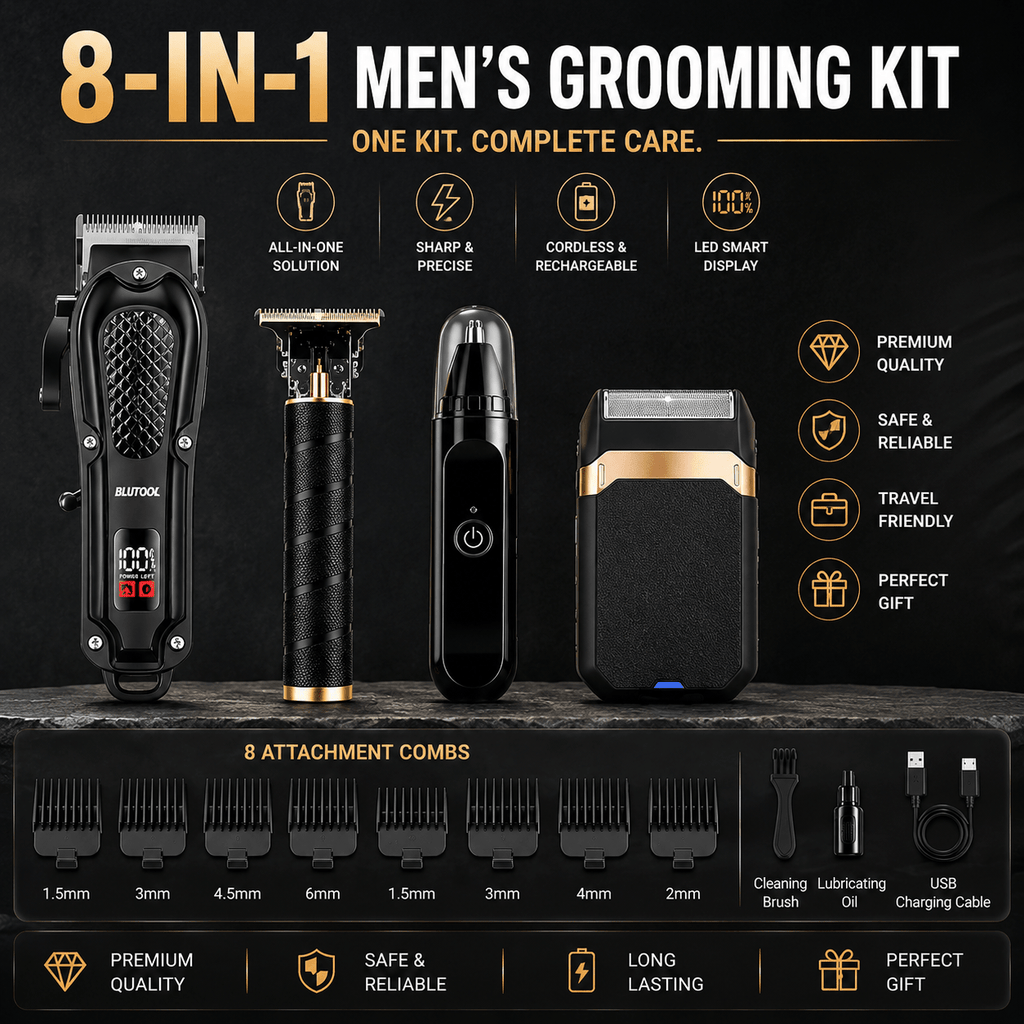 Men' Wireless Electric Hair Clipper & Trimmer - USB Rechargeable Professional Grooming Kit with LCD Display Suitable for Beard, Face, Body Hair Care, USB- for - product image 3