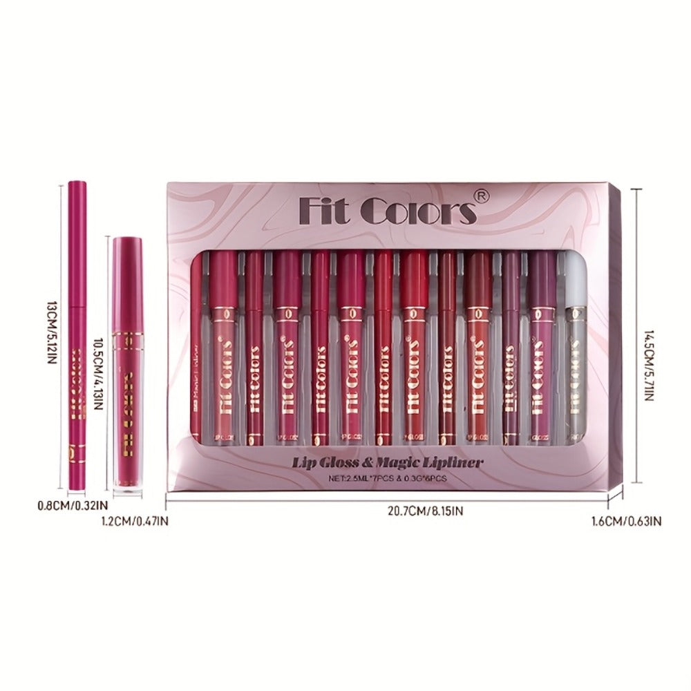 Lip Liner and Lip Gloss Kit 13 Piece Matte Non-Stick Waterproof Pigmented Long-Lasting Moisturizing Lip Glaze Combo Set for Defined Glossy Lips Women Girls - product image 4