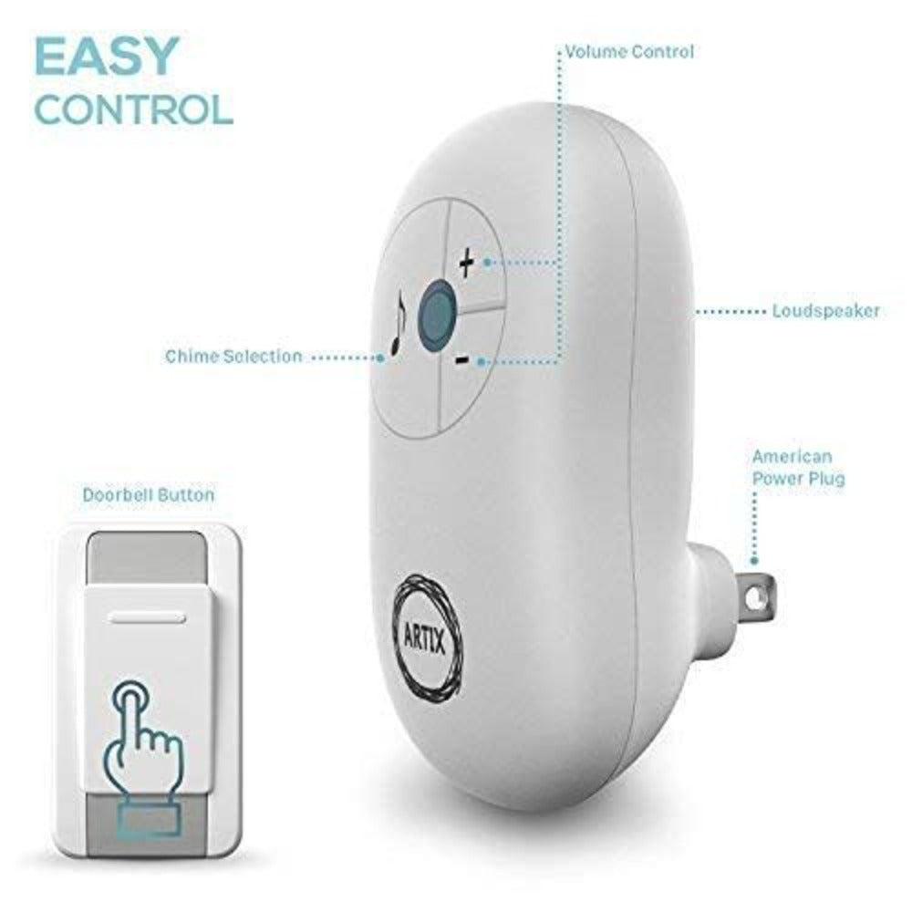 Wireless Doorbell Kit 36 Chimes 100M Range Waterproof – Adjustable Volume 25-110dB, Plug-In Receiver & Push Button Transmitter, No Wiring Easy Install for Home Office Store & Class - product image 7