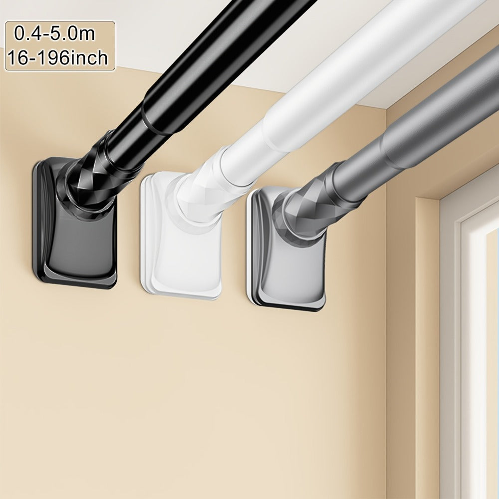 Telescopic Curtain Rod No Drill 15.75"-196.85" Adjustable Shower Curtain Rod 33mm for Large Windows - product image