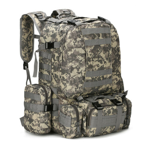 Tactical Backpack 60L MOLLE Military Bag with 3 Detachable Pouches for Camping & Outdoor Adventures