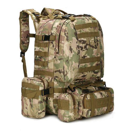 Tactical Backpack 60L MOLLE Military Bag with 3 Detachable Pouches for Camping & Outdoor Adventures