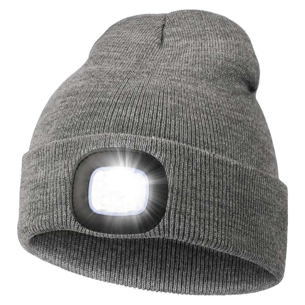 LED Beanie Light with Built-In Rechargeable Headlamp Hat for Indoor & Outdoor Lighting