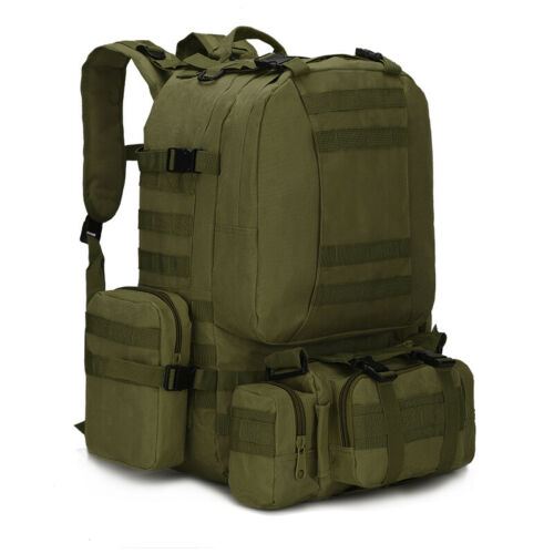 Tactical Backpack 60L MOLLE Military Bag with 3 Detachable Pouches for Camping & Outdoor Adventures
