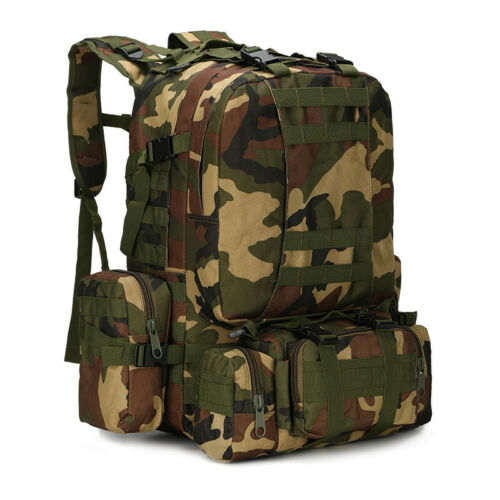 Tactical Backpack 60L MOLLE Military Bag with 3 Detachable Pouches for Camping & Outdoor Adventures