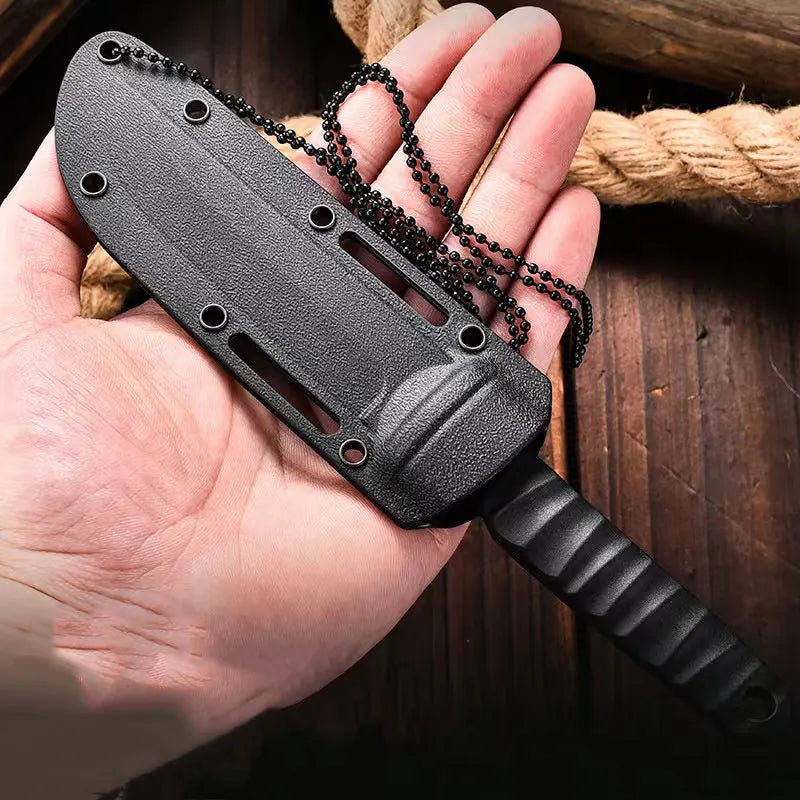 9Cr18MoV Steel Tactical Camping Knife with Neck Sheath for Outdoor & Self-Defense – Survival Knife