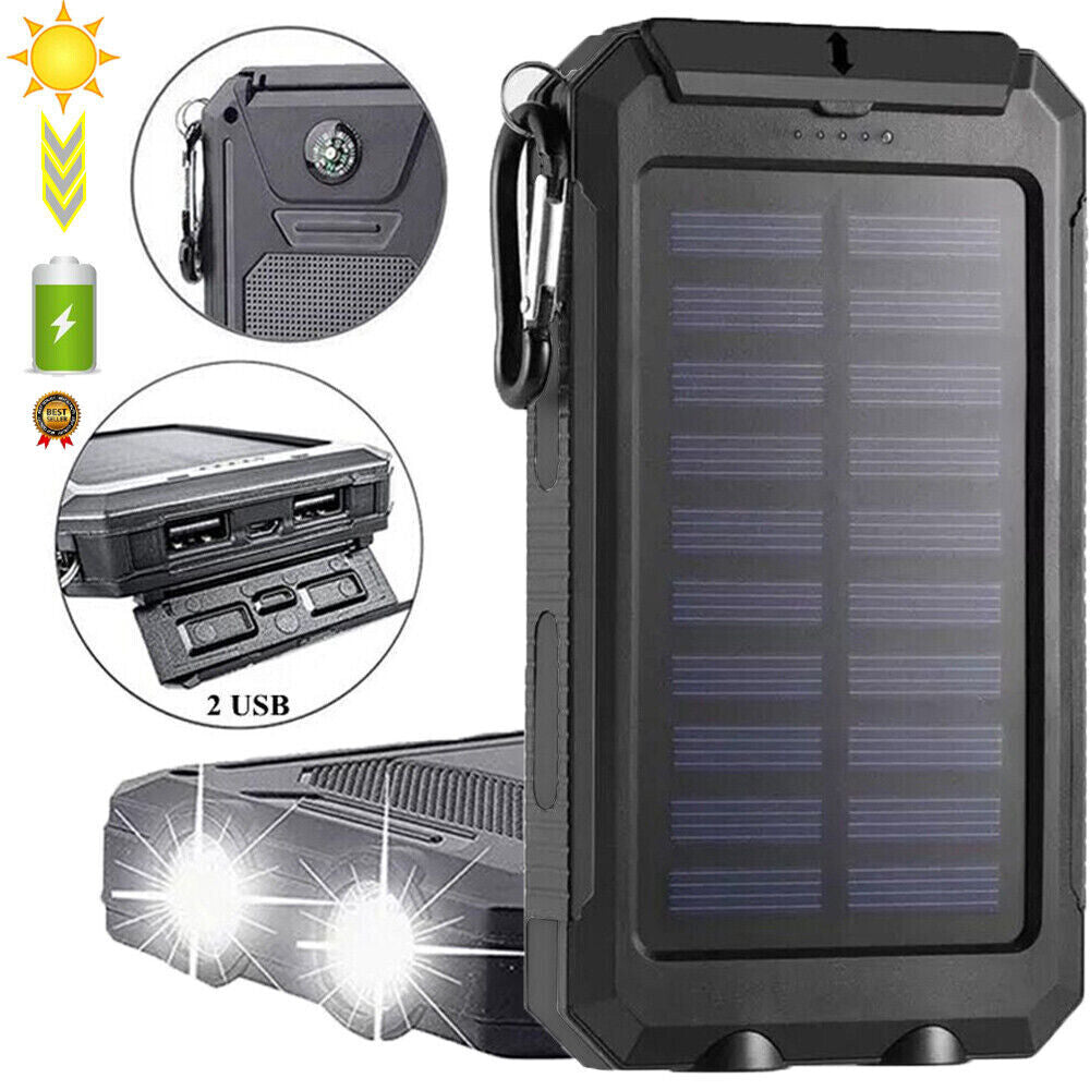 Solar Power Bank 10000mAh Waterproof Travel-friendly Charger with LED Light - product image 2