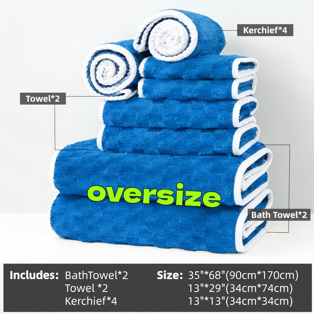 Waffle Weave Bath Towels Set 4 Pack or 8 Pack - Ultra Soft Super Absorbent Quick Dry Microfiber Moire Textured Towels | Spa Gym Travel Daily Use | Multi-Color Sets Gray Pink Blue B - product image 19