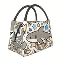 Cooler Bag with Grey Shark Pattern | Carry-along Reusable Insulated Lunch Bag for Camping, Picnic, Beach, Office, Home & Outdoor Use, Fun Kids & Adults Novelty Cooler Tote, 11 x 6.3 x 6.7 in
