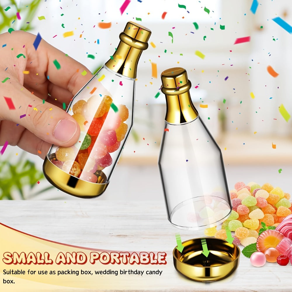 Mini Champagne Bottles Party Favors 36-Piece | DIY Candy Bottles Clear Golden Plastic Containers for Baby Shower Bridal Shower Wedding Birthday Gifts - product image 2