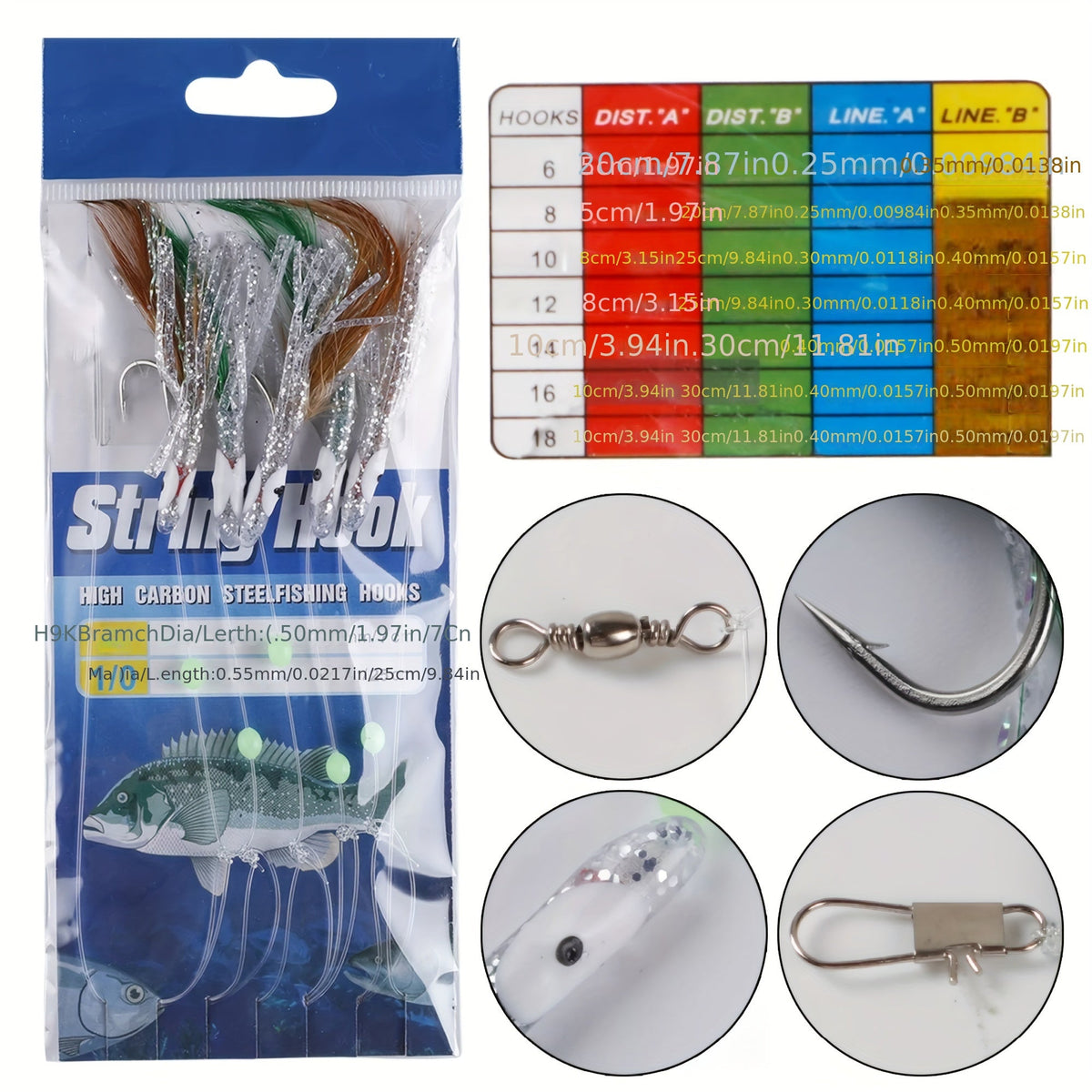 Glow Beads & High Carbon Hooks for Freshwater & Saltwater Trout Bass Salmon Fishing Tackle – Fishing Rig Set 22 Packs Flasher Lure Bait Rigs - product image 3