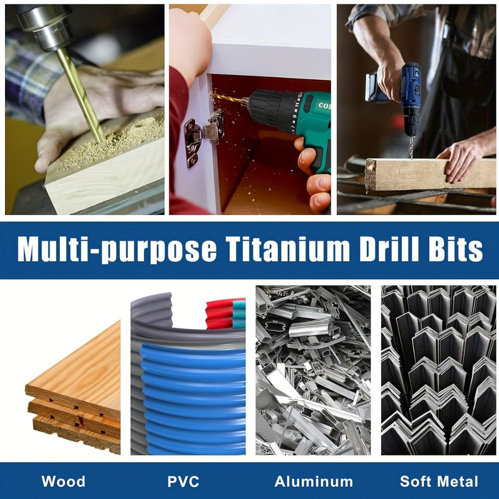 Titanium HSS Drill Bit Set 30PCS Hex Shank Quick Change 1/16 to 1/2 Inch for Metal Wood Plastic Hand Drilling Electric Screwdriver Drill Press Round Shank Twist Bits - product image 10