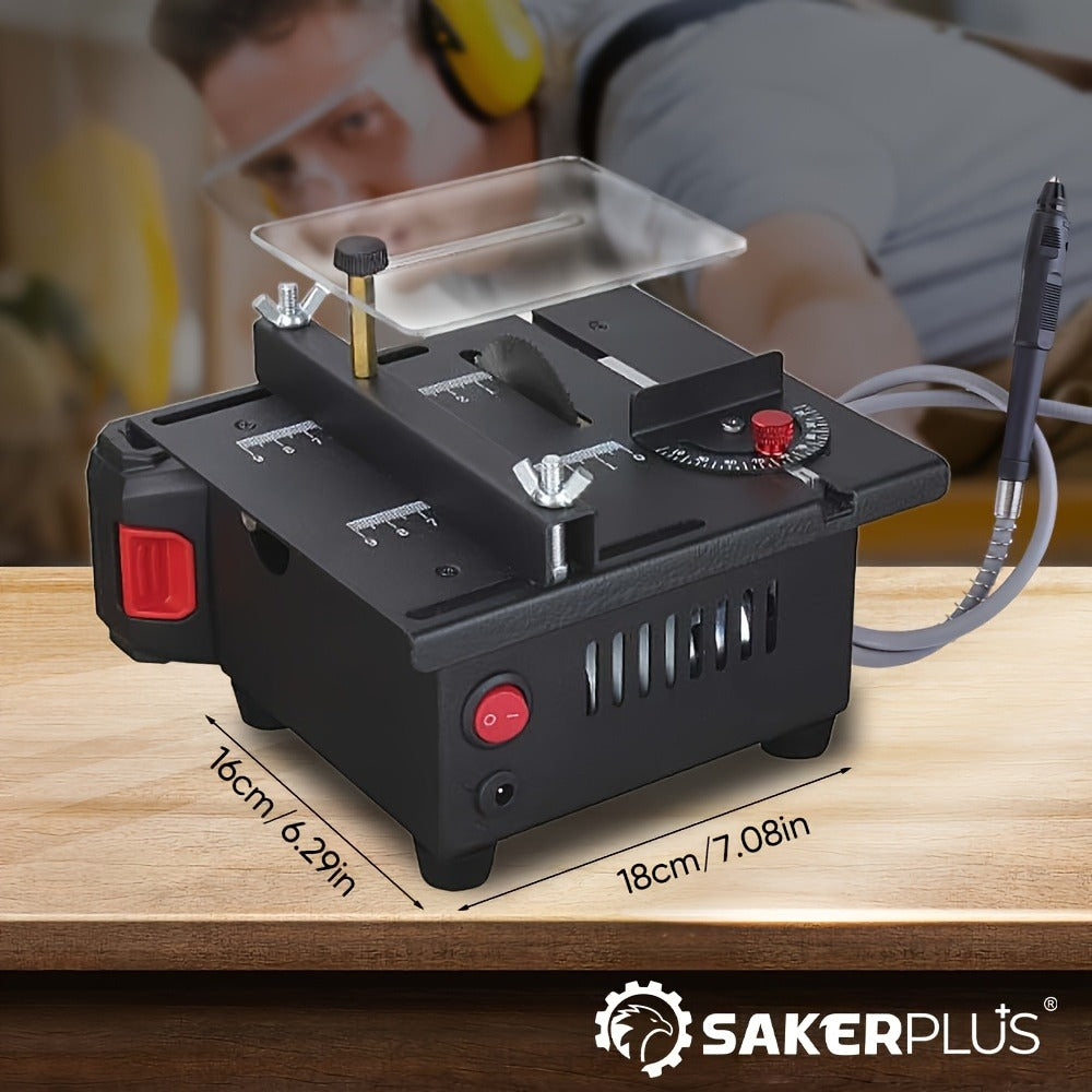 SakerPlus Mini Table Saw - 120/136pcs Multifunctional Portable All-in-One Machine, 7-Speed Adjustable, Cutting Sanding Carving Drilling for Metal, Wood & Aluminum, DIY Power Tool G - product image 3
