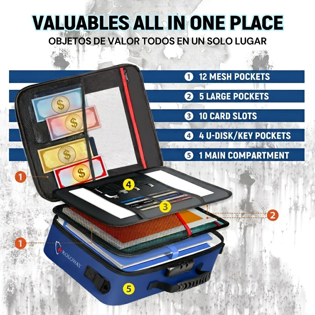 Fireproof Document Bag With Lock - Extra Large 17 X 11.8 X 5 Inch, Important Document Storage Bag With Multi-Layer File Organizers, Portable Safe Storage Bag - product image 2