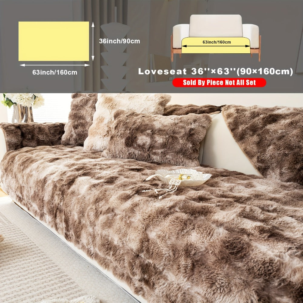 Plush Sofa Cover Faux Lamb Thick Fluffy Couch Slipcover Pet Friendly Machine Washable Gradient Color Polyester Furniture Protector for Armchair Single Double Triple Sofa Living Roo - product image 16