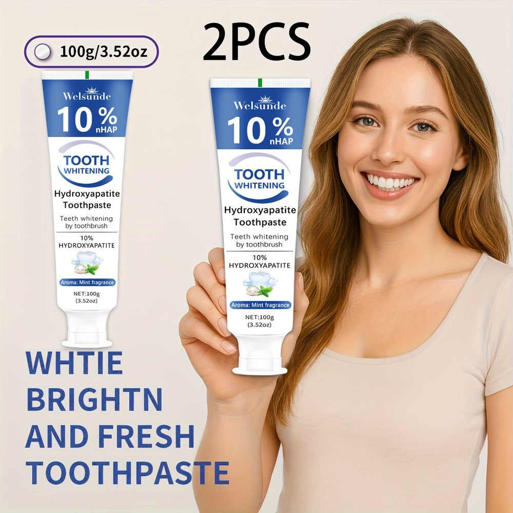 Nano Hydroxyapatite Toothpaste 2-Pack 10% HAp European Formula — Remineralizes Enamel, Deep Cleans & Whitens, Fluoride-Free, Gentle on Gums, Minty Fresh Breath, 100g/3.52oz Each - product image 2