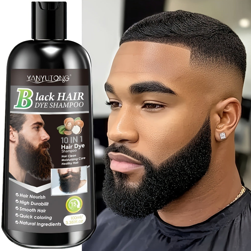 Color Shampoo for Beard & Hair — Natural Plant Dye Formula, Ammonia-Free Quick Gray Coverage, Gentle Scalp-Safe Conditioning Hair Color Shampoo | 3.38oz | Black, Dark Brown & Chest - product image