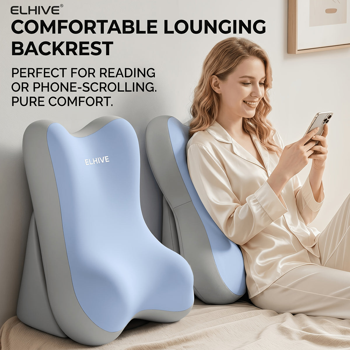 Headboard Backrest Cushion for Bed, 2pcs Adjustable Memory Foam Wedge Pillow, Oversized Sit Up Reading Pillow for Sitting Up in Bed, Lounger for Laptop Gaming - product image 2
