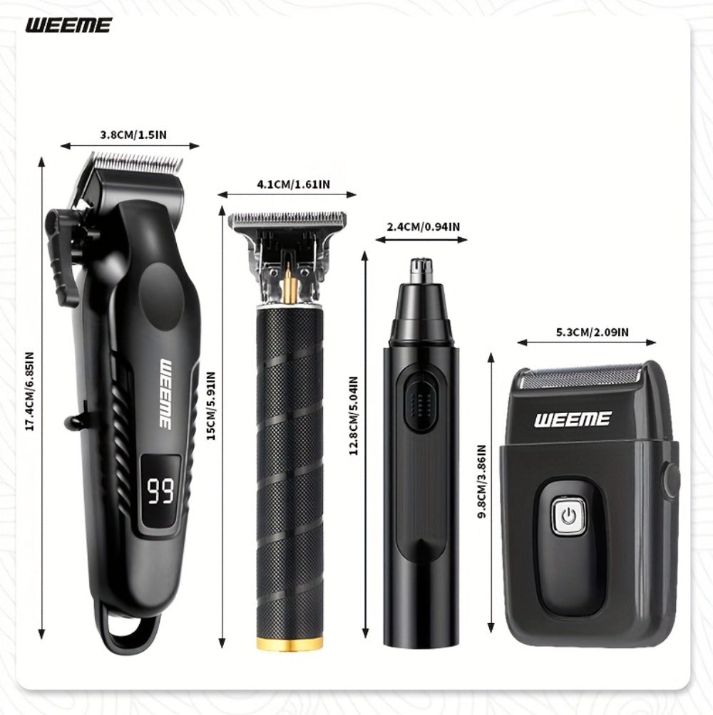 Men's Grooming Kit 4-Piece Set – USB Rechargeable Hair Clipper, Nose Trimmer, Electric Shaver & T9 Detailer with 8 Guide Combs, Professional Cordless Beard Trimmer Set for Men - product image 11