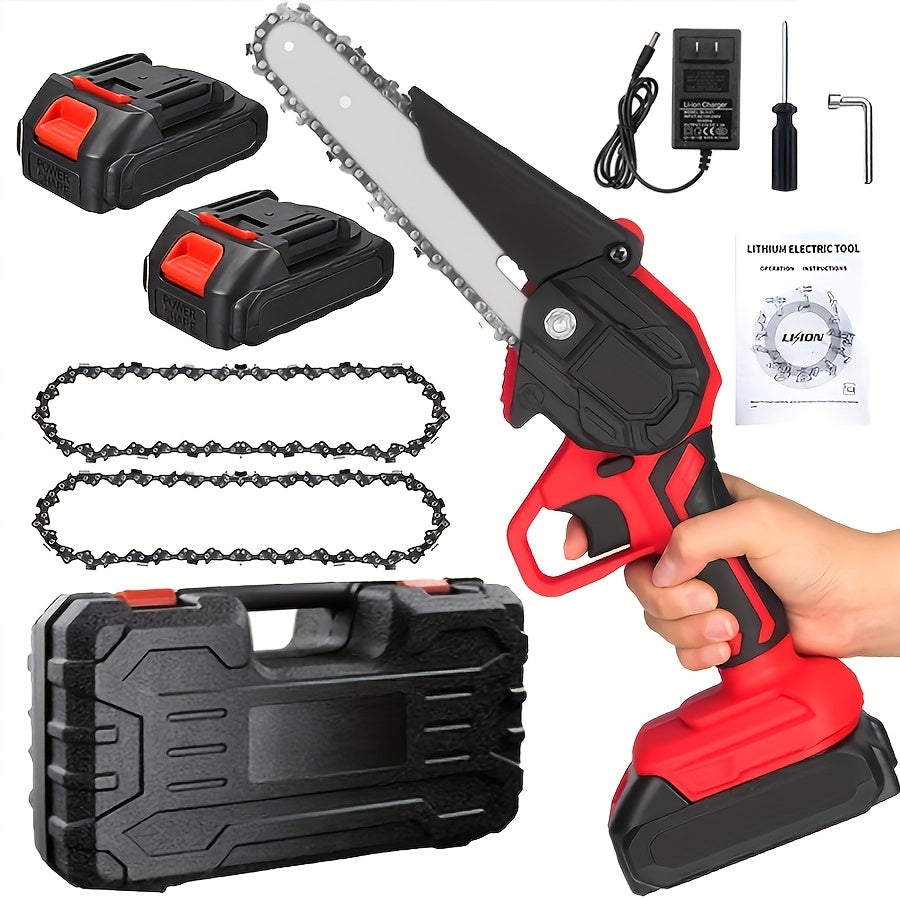 Cordless Mini Chainsaw 6 Inch with 2 Batteries & Charger | Auto Chain Tensioning Auto Lubrication Handheld Electric Saw | Branch Yard Home Garden Cutting Father's Day Gift - product image 7