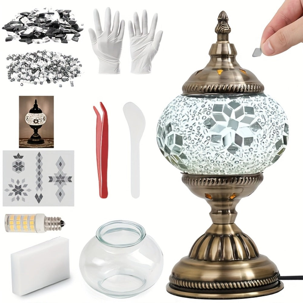 Moroccan Table Lamp Handmade DIY Turkish Lamp Dimmable Glass Metal Brass Bohemian Bedside Night Light with Remote for Bedroom Living Room Office Vintage Boho Home Decor Gift Multip - product image 18