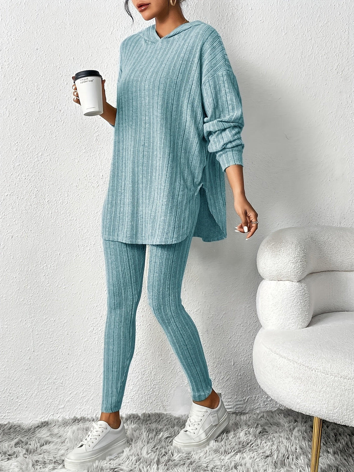 Autumn and Winter Women's 2pcs Casual Warm Drawstring Long Sleeve Hoodie and Joggers Set, Daily Holiday Home Indoor Comfort Wear, Women's Warm Set, Autumn and Winter Clothing