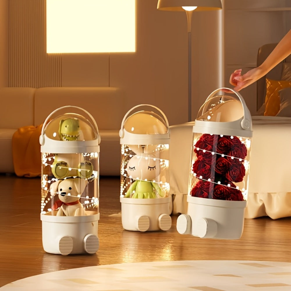 Transparent Toy Storage Bin 4-Layer Cylindrical Organizer for Stuffed Animals Dolls Plush Figurines - Dustproof Clear Display Bucket Easy Assembly for Kids Bedroom Living Room Play - product image 6