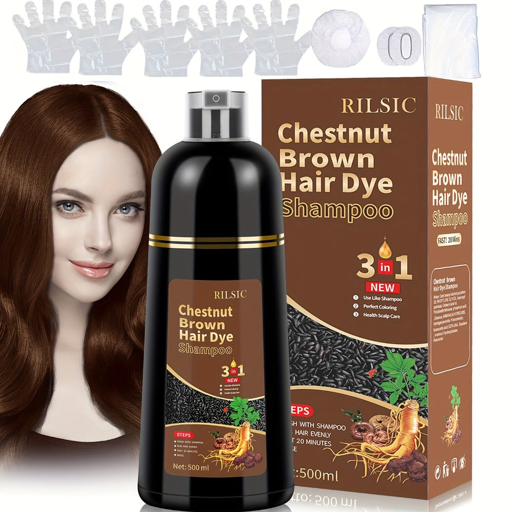 RILSIC 3-in-1 Gray Hair Color Shampoo with Plant Squalene — 100% Gray Coverage Wash & Condition Instant Results, No Mix No Ammonia, 16.91oz / 500ml for Women & Men All Hair Types - product image 7