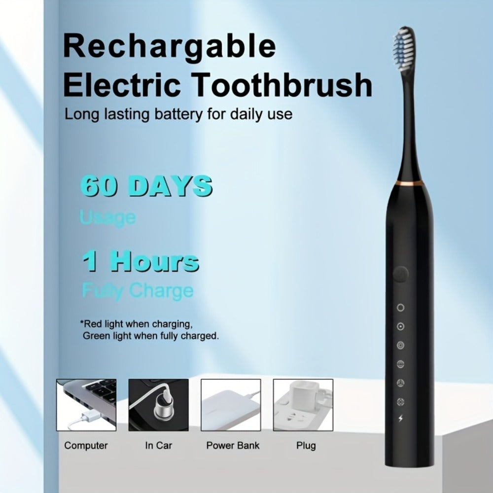 Sonic Electric Toothbrush with 6 Modes & Smart Timer – USB Rechargeable, Soft Bristles for Sensitive Gums, Whitening Oral Care for Men & Women, Black White Pink - product image 11