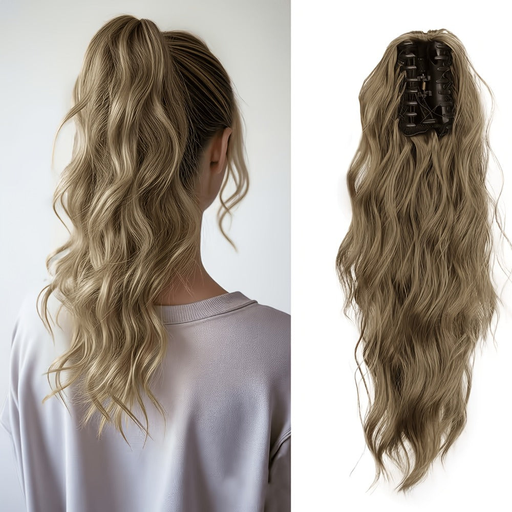 Water Wave Ponytail Extension 16 Inch Claw Clip – Heat Resistant Synthetic Voluminous Curly Hairpiece for Women | Daily Wear Party Wedding | Black Burgundy Brown Golden Multicolor - product image 12