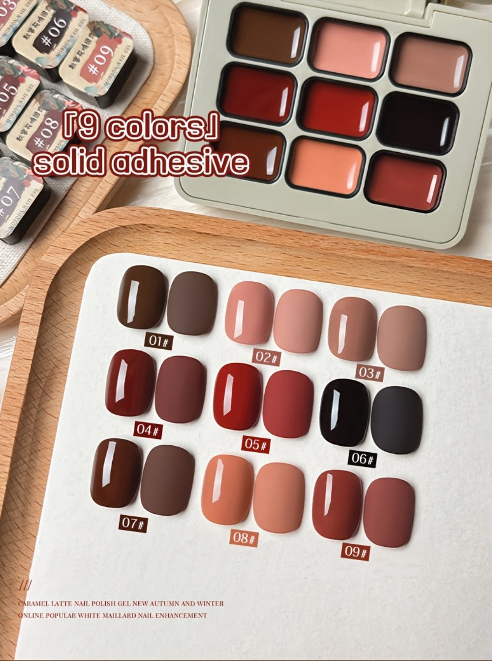 Gel Nail Polish Set 9 Colors Autumn Harvest High Saturation Soak-Off LED — Alcohol-Free Long-Lasting Solid Gel Polish Kit with Light Therapy Pen for Salon & Home Manicure - product image 11