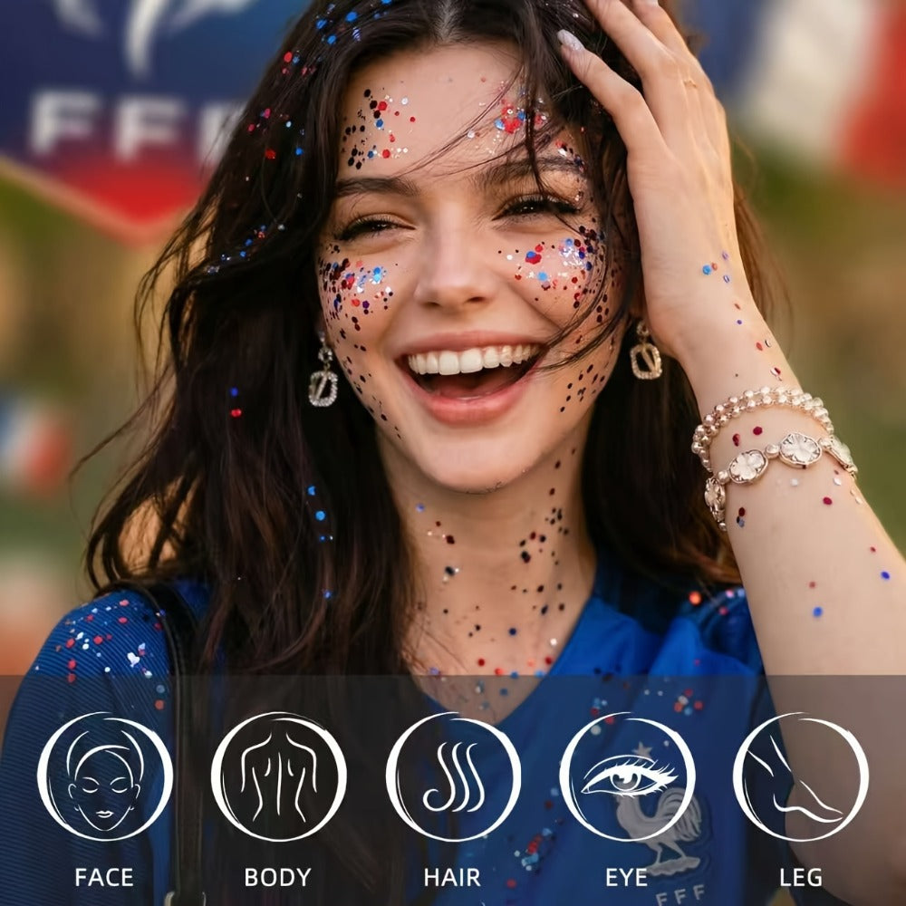 Glitter Makeup Stick Red & Blue Multi-Use Glitter Gel for Face Hair & Body – Patriotic American Flag Theme for July 4th Independence Day Sports Events & Stage - product image 6