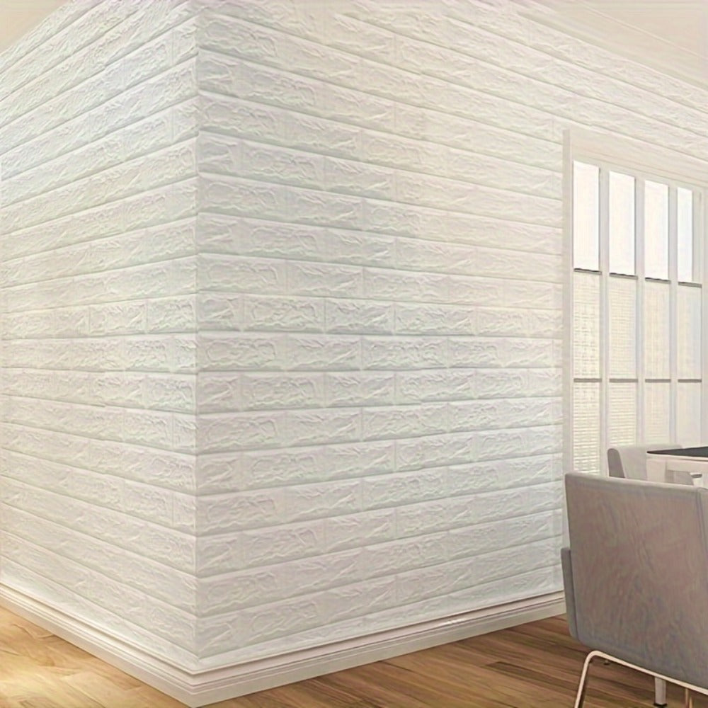 3D Foam Brick Wall Sticker 100 Pieces Self Adhesive Waterproof Soft Wallpaper Panel for Living Room Bedroom Bathroom Kitchen Home Decor White Rock Black Rock Red Marble Flower - product image 2