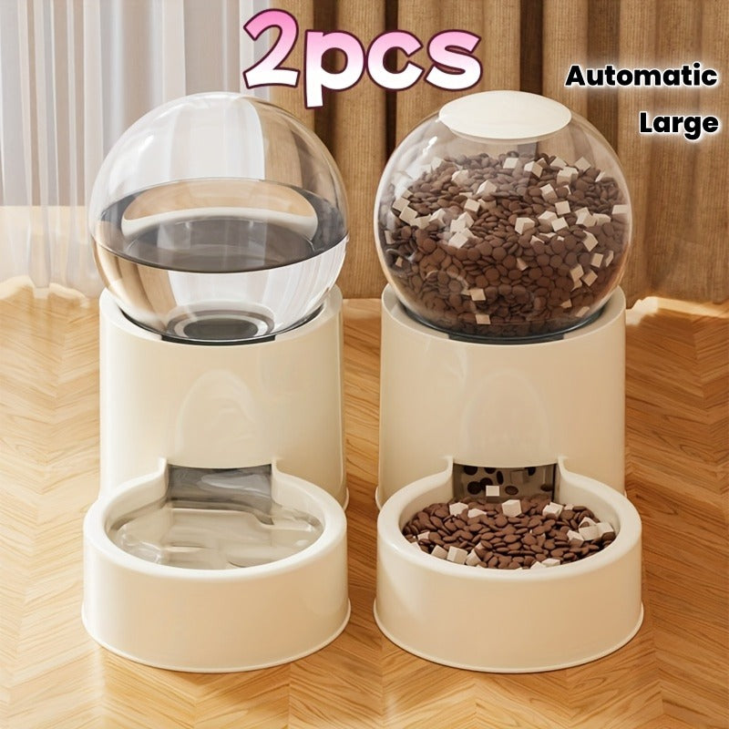 Gravity Pet Feeder & Water Dispenser Set 2-Pack | Large Capacity Automatic Food & Drinking Station for Cats & Dogs, Battery-Free, Reusable Filter - product image
