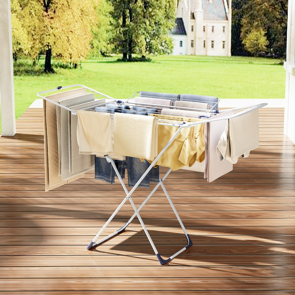 Clothes Drying Rack Foldable 4-Wing Large Capacity Metal Laundry Rack Free Standing Indoor Outdoor Space Saving Airer 55x38 In - product image