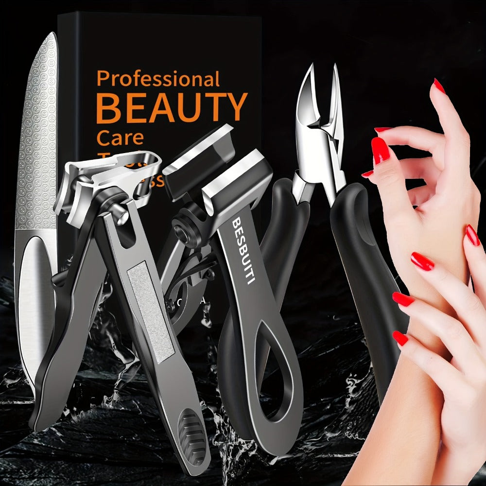 Thick Toenail Clipper Set for Seniors & Diabetics — Wide Jaw Ingrown Toenail Clipper, Heavy Duty Angled Nail Clipper & Nail File Kit for Men and Women, Professional Thick Nail Cutt - product image