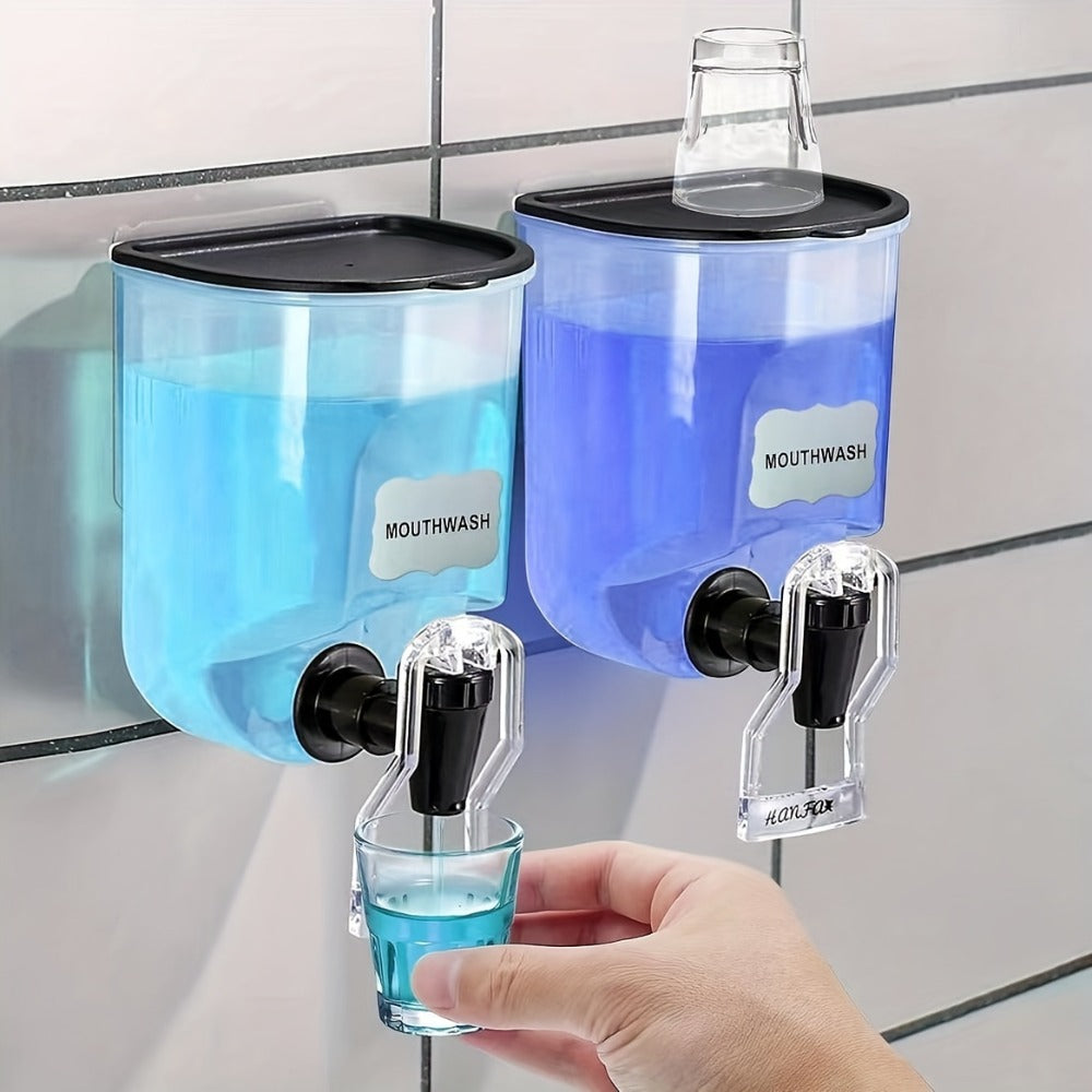 Mouthwash Dispenser Wall Mounted 2-Pack 21 oz Plastic Container - No Electricity Required, Space Saving Bathroom Organizer for Countertop Storage, Durable Refillable Liquid Soap &  - product image 13
