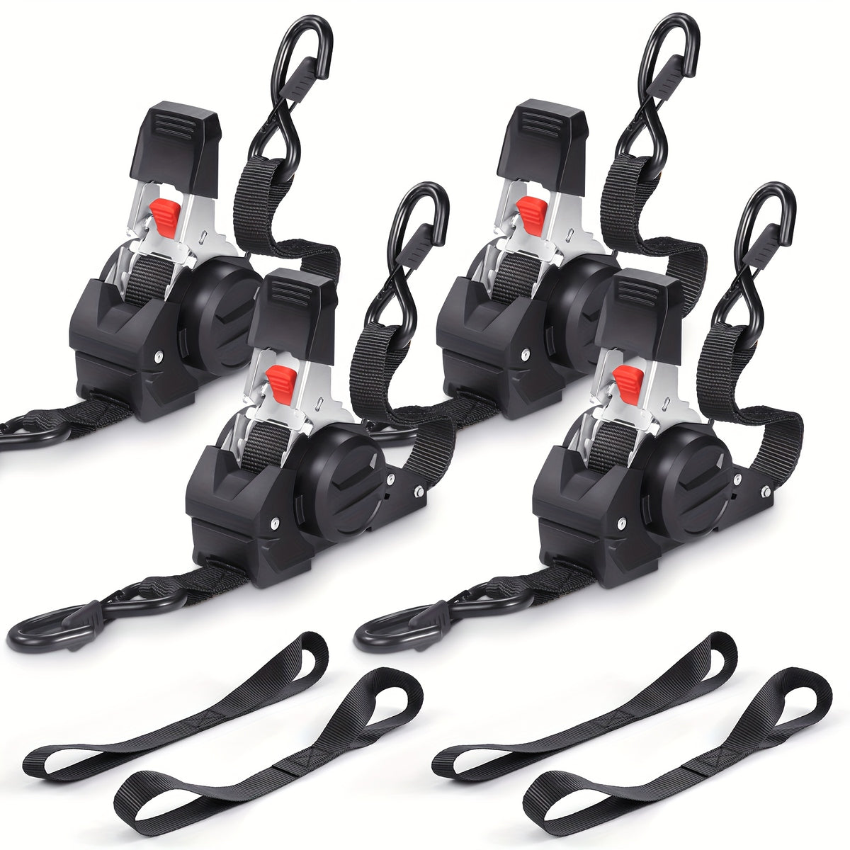 4pcs Retractable Ratchet Straps, 2pcs 10 Feet Heavy Duty Auto Self Retracting Tie Down Straps - Cargo Straps For Truck, Cargo Trailer, Motorcycle, Moving - product image 18