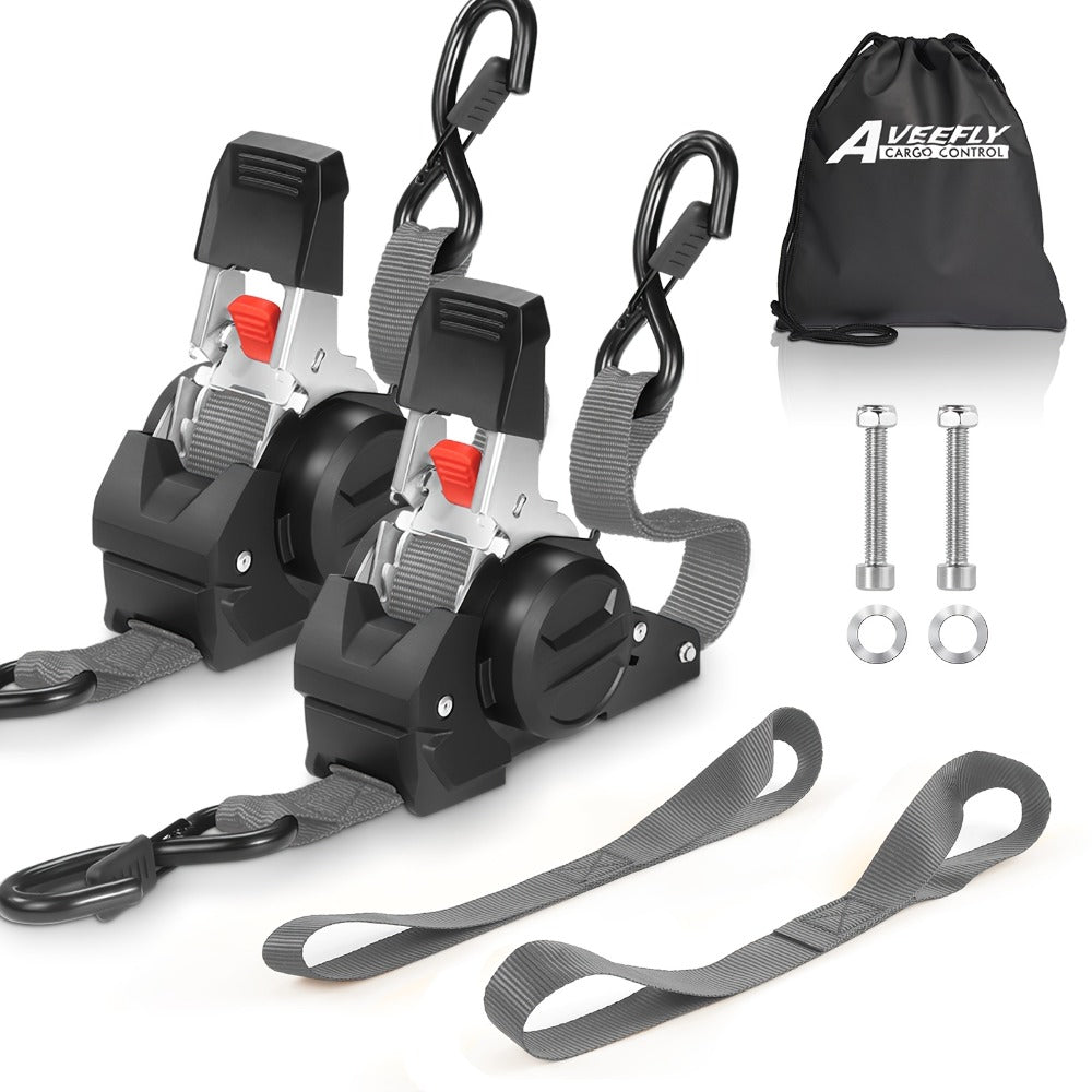 Retractable Ratchet Straps with Extension Strap – Heavy Duty Auto Self-Retracting Tie Down Cargo Straps for Truck Trailer Motorcycle Moving & Appliances - product image 19