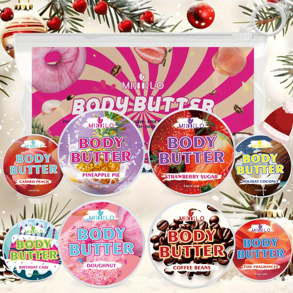 Fruity Body Glaze Set 8 Scents 100g×2 – Pineapple Coconut Strawberry Coffee Peach Doughnut Birthday Cake Non-Greasy All-Day Moisturizing Travel Size Body Lotion Gift for Women - product image