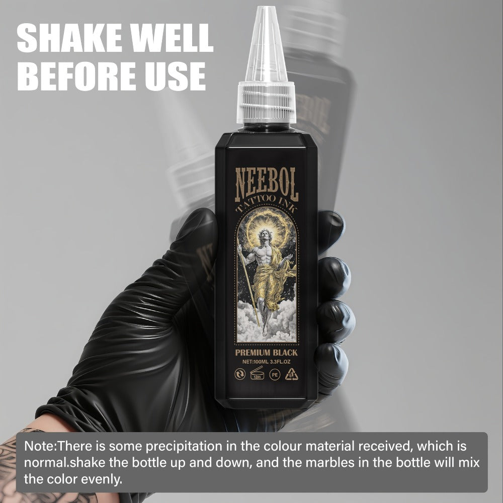 Black Tattoo Ink 3.38oz 100ml - Neebol Premium Super Dark Formula for Outlining Shading Blending, Long-Lasting Fade-Resistant Body Art Ink for Professional Tattoo Artists & Beginne - product image 7
