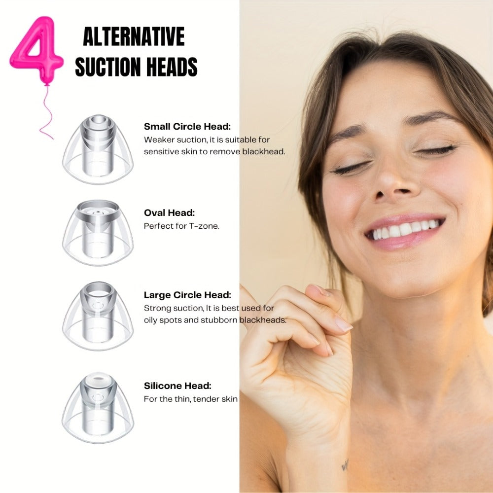 Blackhead Remover Vacuum Pore Cleaner 5 Adjustable Suction Levels - 4 Probe Heads 600mAh USB Rechargeable Portable Facial Pore Extractor for Women Men All Skin Types - product image 2
