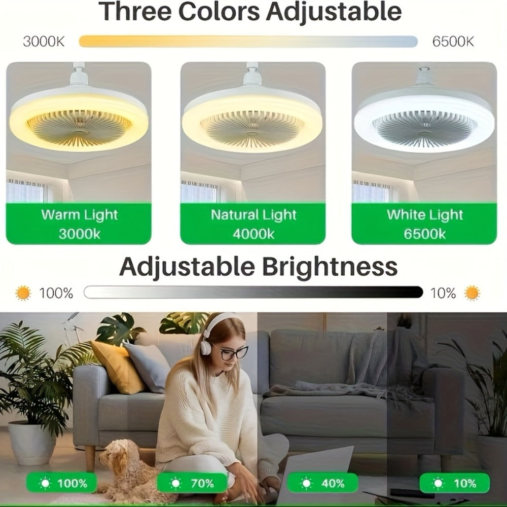 Ceiling Fan Light with Remote Control 3-Speed 3-Color Dimmable LED E26 Base 3000-6500K Adjustable Direction Timer Night Light Function for Bedroom Living Room - product image 2