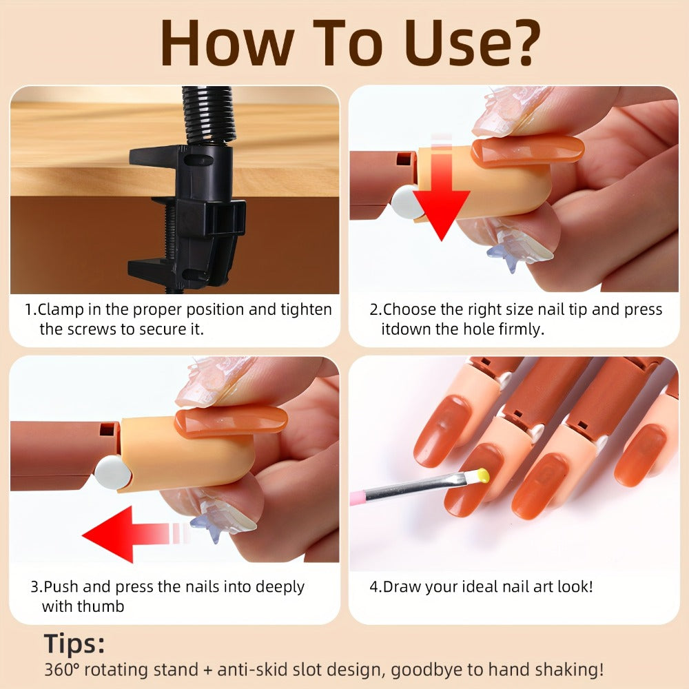 Nail Practice Hand Flexible Fake Hand Model Training Kit for Acrylic Nail Art – Nail Glove Set with Pink Hand Mold for Beginners & Professional Nail Technicians - product image 8