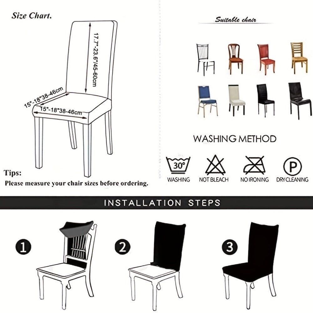 Dining Chair Covers Set of 4 6 Waterproof PU Leather Stretch Slipcover Oil Proof Universal Fit Chair Protector for Dining Room Kitchen Hotel Home Decor - 9 Colors - product image 2