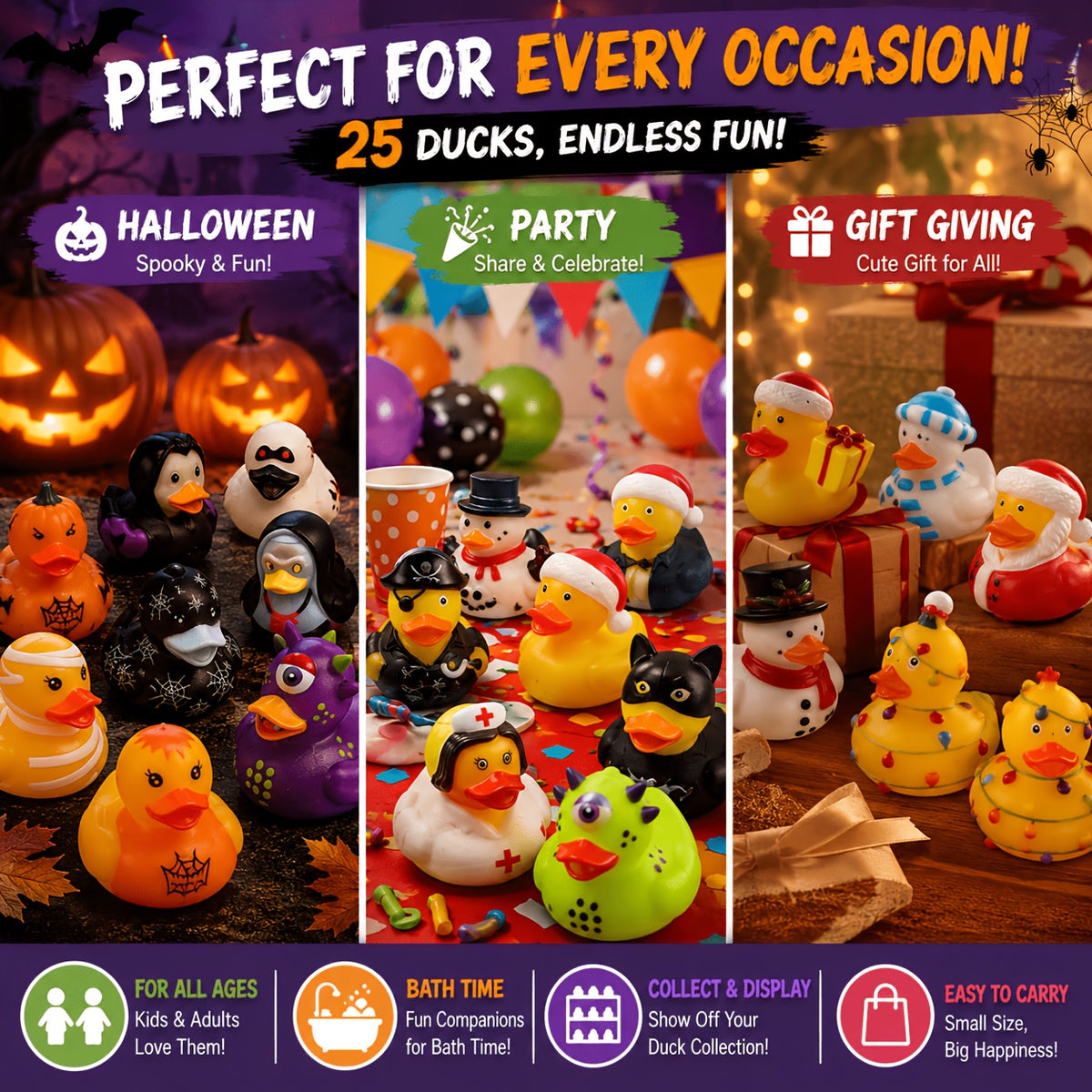 Halloween Rubber Duck Toys Set, Mini Duck Party Favors, Cute Animal Duck Collection for Classroom Prizes, Goodie Bag Fillers, Pinata Fillers, Halloween Party - product image 2