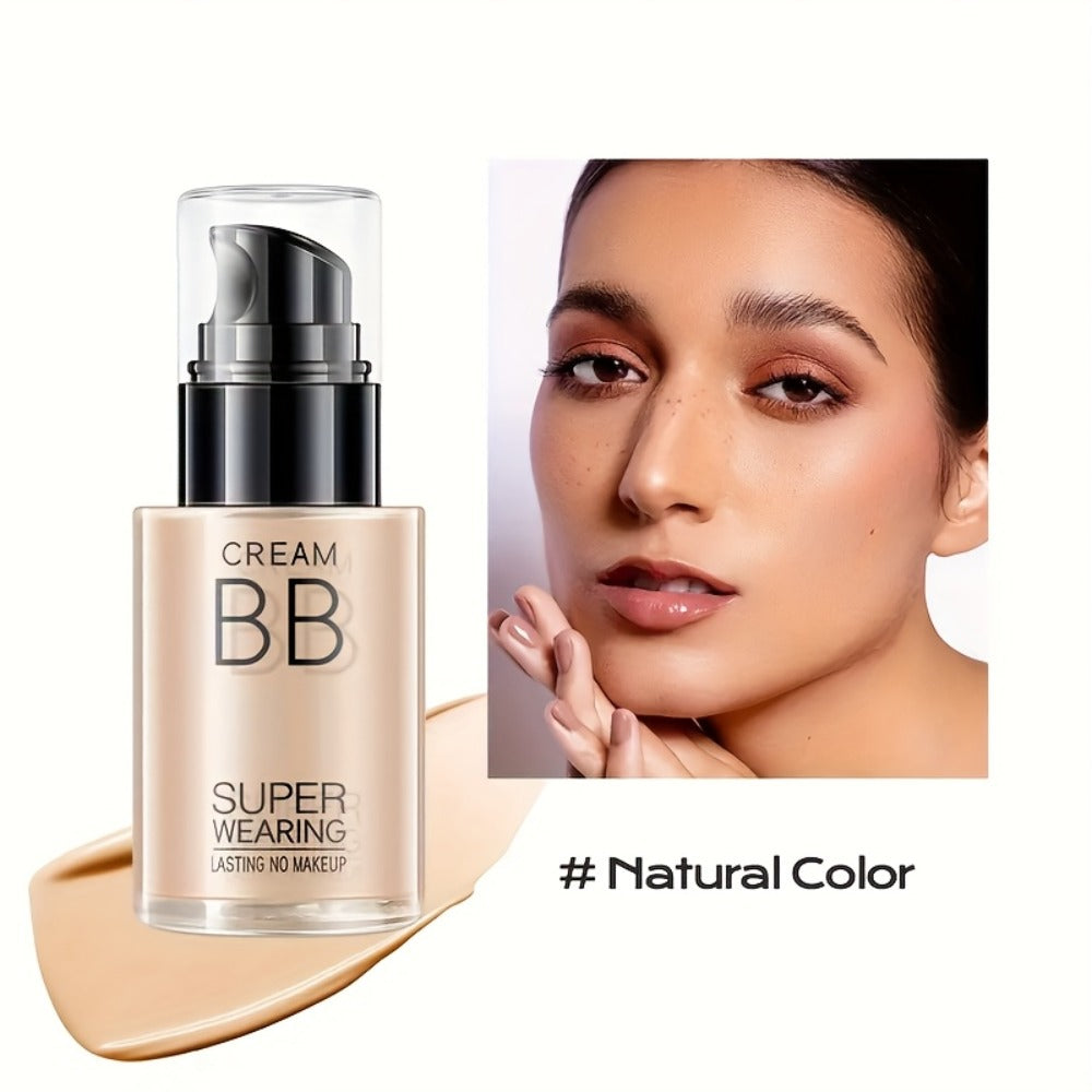 Moisturizing BB Cream Liquid Foundation Set 2-Piece with Makeup Sponge — Flawless Long-Lasting Medium Coverage Skin-Isolating Concealer for All Skin Types Women Natural & Light Bei - product image 7