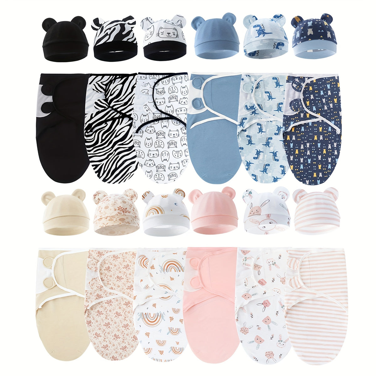 Newborn Blanket and Baby Hat, Suitable for 0-3 Months Old, The Design Mimics The Shape of The Womb and Is Available in Multiple Colors. A Must-Have for Newborns - product image