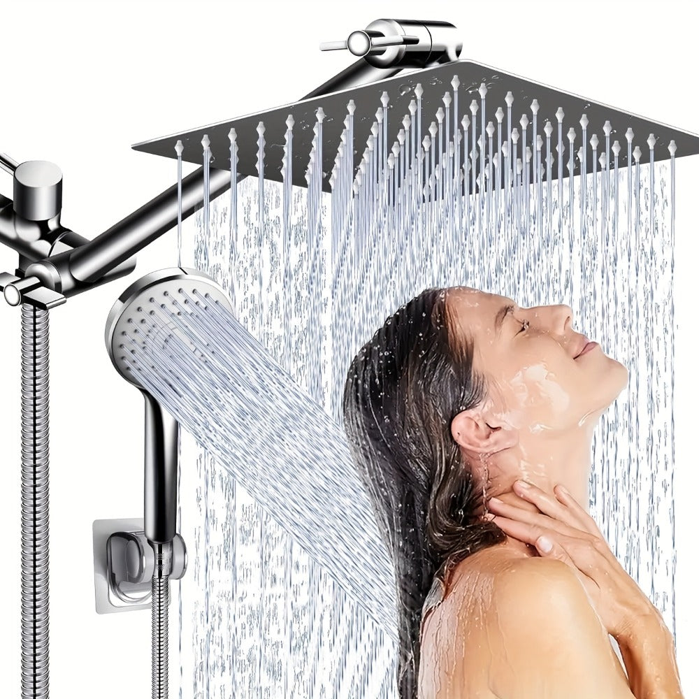 Rain Shower Head with Handheld Spray Combo 8 10 12 Inch High Pressure Rainfall Showerhead Adjustable Arm Wall Mount Chrome Black Bathroom - product image 12